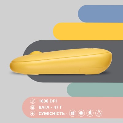 Миша 2E MF300 Silent, WL/BT, жовтий (2E-MF300WYW)