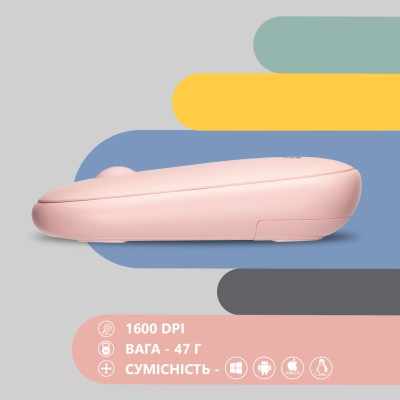 Миша 2E MF300 Silent, WL/BT, рожевий (2E-MF300WPN)