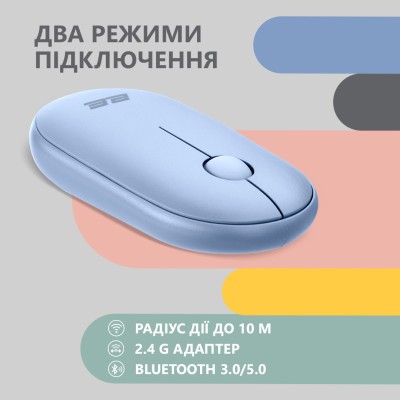 Миша 2E MF300 Silent, WL/BT, синій (2E-MF300WBL)