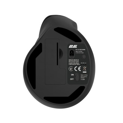 Миша 2E MF325 Silent, WL/BT, вертикальна, чорний (2E-MF325WBK)