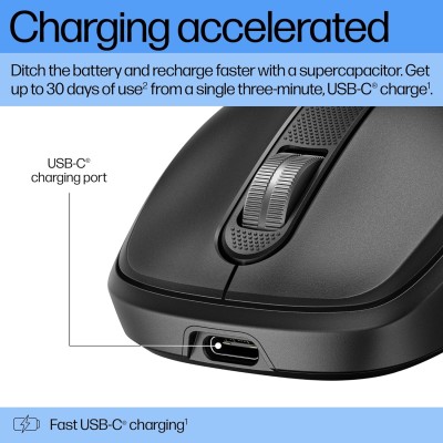 Миша HP 510 Ultra-Fast Rechargeable, WL, чорний (9C2F6AA)