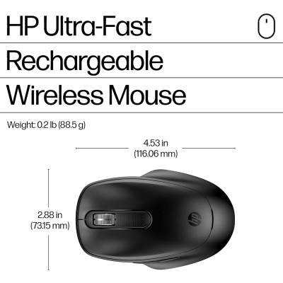Миша HP 510 Ultra-Fast Rechargeable, WL, чорний (9C2F6AA)