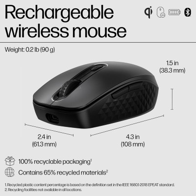 Миша HP 690 Rechargeable, BT, чорний (7M1D4AA)