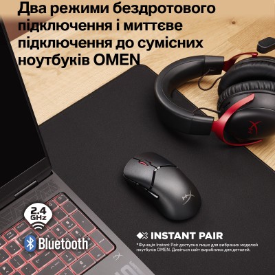 Миша HyperX Pulsefire SAGA PRO, RGB, USB-A/WL/BT, чорний (A2PB2AA)