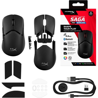 Миша HyperX Pulsefire SAGA PRO, RGB, USB-A/WL/BT, чорний (A2PB2AA)