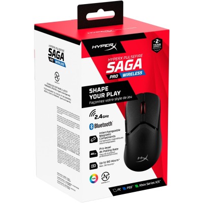 Миша HyperX Pulsefire SAGA PRO, RGB, USB-A/WL/BT, чорний (A2PB2AA)