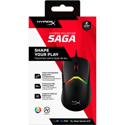 Миша HyperX Pulsefire SAGA, RGB, USB-A, чорний (A2PB3AA)