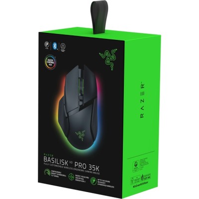 Миша Razer Basilisk V3 Pro 35K, RGB, USB-A/WL/BT, чорний (RZ01-05240100-R3G1)
