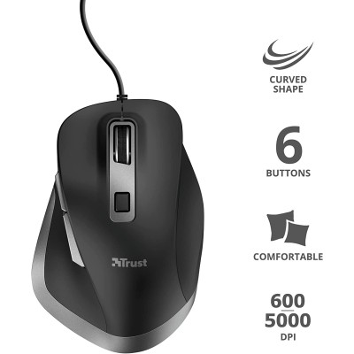 Миша Trust Fyda ComFortable ECO, USB-A, чорно-сірий (24728_TRUST)