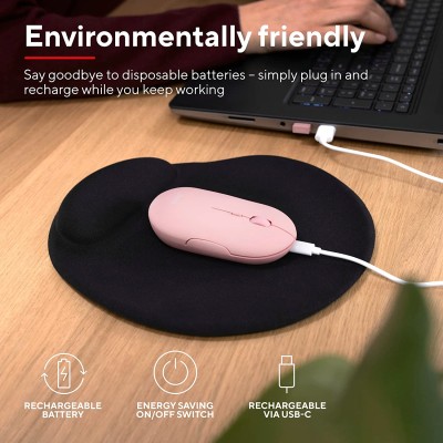 Миша Trust Puck Rechargeable, Ultra-Thin, BT/WL, Silent, рожевий (24125_TRUST)