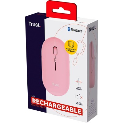 Миша Trust Puck Rechargeable, Ultra-Thin, BT/WL, Silent, рожевий (24125_TRUST)