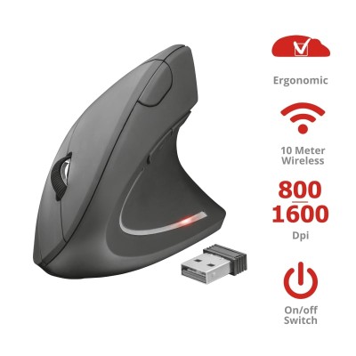 Миша Trust Verto Ergonomic, WL, чорний (22879_TRUST)