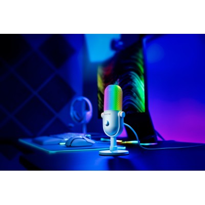 Мікрофон геймінговий Razer Seiren V3 Chroma, Uni, RGB, USB-A, 2м, білий (RZ19-05060200-R3M1)