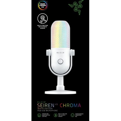 Мікрофон геймінговий Razer Seiren V3 Chroma, Uni, RGB, USB-A, 2м, білий (RZ19-05060200-R3M1)