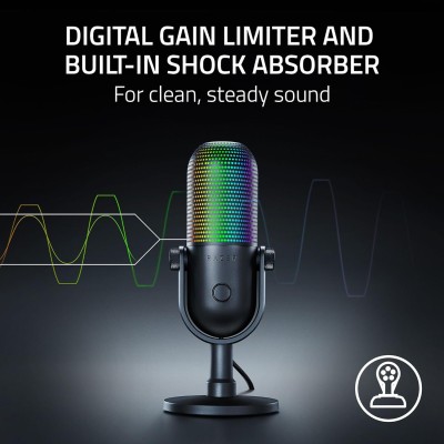 Мікрофон геймінговий Razer Seiren V3 Chroma, Uni, RGB, USB-A, 2м, чорний (RZ19-05060100-R3M1)
