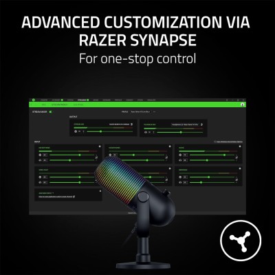 Мікрофон геймінговий Razer Seiren V3 Chroma, Uni, RGB, USB-A, 2м, чорний (RZ19-05060100-R3M1)