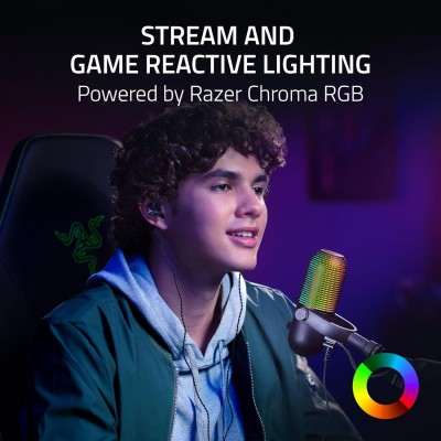 Мікрофон геймінговий Razer Seiren V3 Chroma, Uni, RGB, USB-A, 2м, чорний (RZ19-05060100-R3M1)