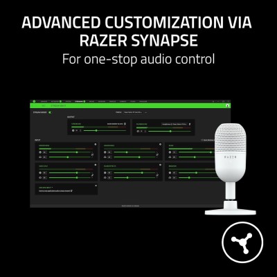 Мікрофон геймінговий Razer Seiren V3 Mini, Omni, USB-A, 1.2м, білий (RZ19-05050300-R3M1)