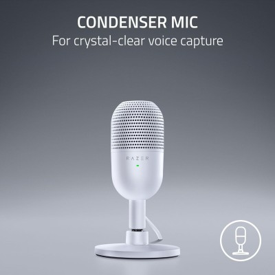 Мікрофон геймінговий Razer Seiren V3 Mini, Omni, USB-A, 1.2м, білий (RZ19-05050300-R3M1)