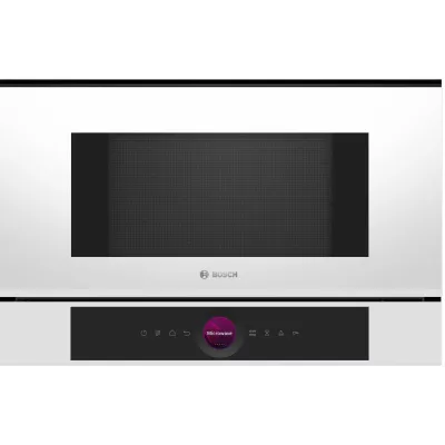 Мікрохвильова піч Bosch вбудована, 20л, електр. керув., 900Вт, дисплей, білий (BFL7221W1)