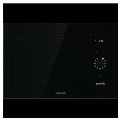 Мікрохвильова піч Gorenje вбудовувана Simplicity, 23л, міх. управл., 900Вт, гриль, дисплей, чорний (BM235G1SYB)