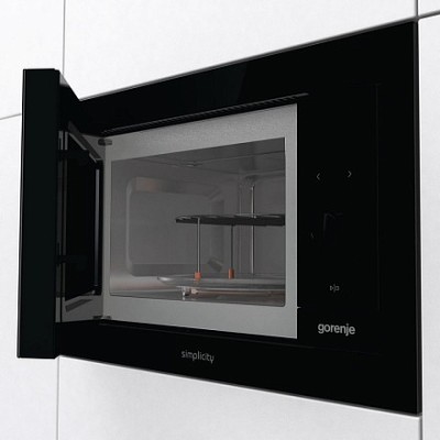 Мікрохвильова піч Gorenje вбудовувана Simplicity, 23л, міх. управл., 900Вт, гриль, дисплей, чорний (BM235G1SYB)