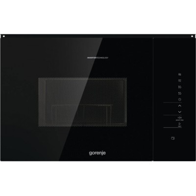 Мікрохвильова піч Gorenje вбудовувана, 25л, електр. управл., 900Вт, гриль, дисплей, інвертор, чорний (BMI251SG3BG)