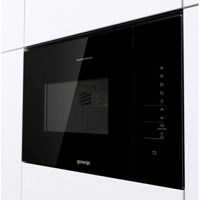 Мікрохвильова піч Gorenje вбудовувана, 25л, електр. управл., 900Вт, гриль, дисплей, інвертор, чорний (BMI251SG3BG)