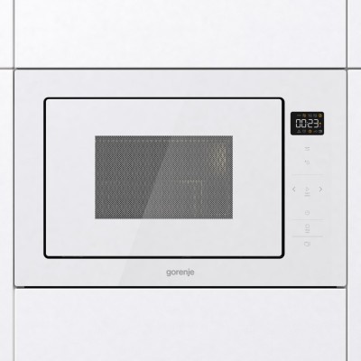Мікрохвильова піч Gorenje вбудовувана, 25л, електр. управл., 900Вт, гриль, дисплей, приготування на кількох рівнях, білий (BM251