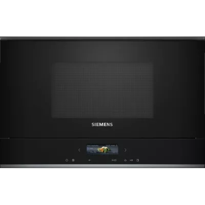 Мікрохвильова піч Siemens вбудована, 21л, електр. керув., 900Вт, гриль, дисплей, чорний (BE732L1B1)