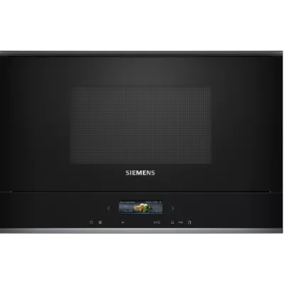Мікрохвильова піч Siemens вбудована, 21л, електр. керув., 900Вт, гриль, дисплей, чорний (BE732R1B1)
