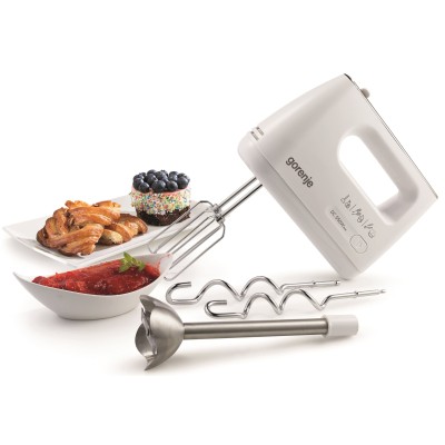 Міксер Gorenje ручний 550Вт, насадки-4 вінчика + блендер, турборежим, білий (M550CSDC)