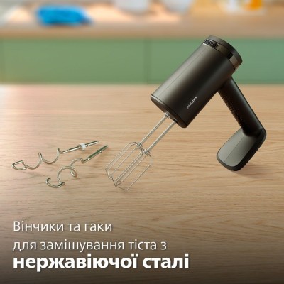 Міксер Philips ручний 5000 series 500Вт, насадки-4, турборежим, чорний (HR3781/00)