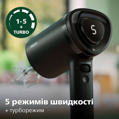 Міксер Philips ручний 5000 series 500Вт, насадки-4, турборежим, чорний (HR3781/00)