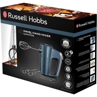 Міксер Russell Hobbs ручний Sapphire, 350Вт, насадки-4, турборежим, синій (25893-56)