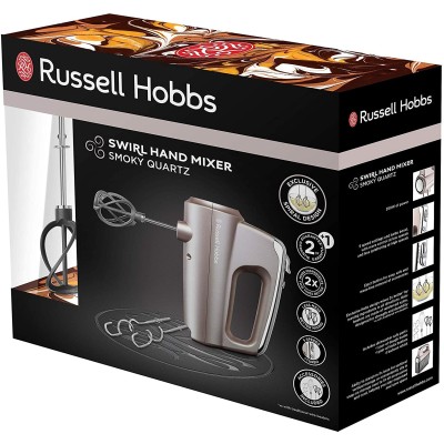 Міксер Russell Hobbs ручний Smoky Quartz, 350Вт, насадки-4, турборежим, сріблястий (25892-56)
