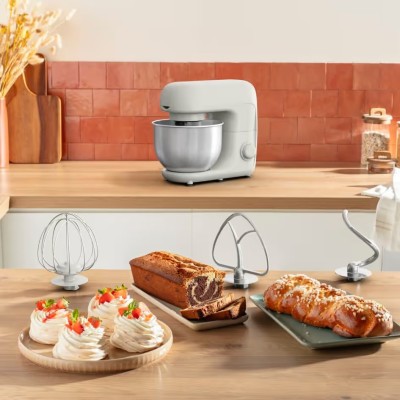 Міксер Tefal планетарний Bake Essential 800Вт, насадки-3, чаша-нерж., метал, 4.8л, білий (QB160138)