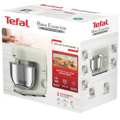 Міксер Tefal планетарний Bake Essential 800Вт, насадки-3, чаша-нерж., метал, 4.8л, білий (QB160138)