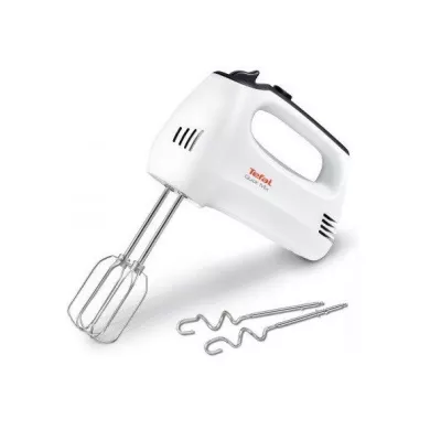 Міксер Tefal ручний Quick Mix 300Вт, насадки-4, турборежим, біло-сірий (HT310138)
