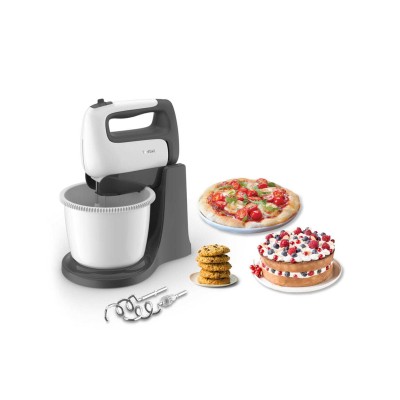 Міксер Tefal стаціонарний  Prep'Mix+ Standbowl 500Вт, насадки-4, чаша-пластик, 2.5л, турборежим, біло-сірий (HT464138)