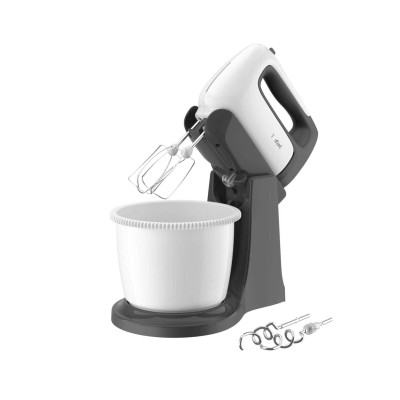 Міксер Tefal стаціонарний  Prep'Mix+ Standbowl 500Вт, насадки-4, чаша-пластик, 2.5л, турборежим, біло-сірий (HT464138)