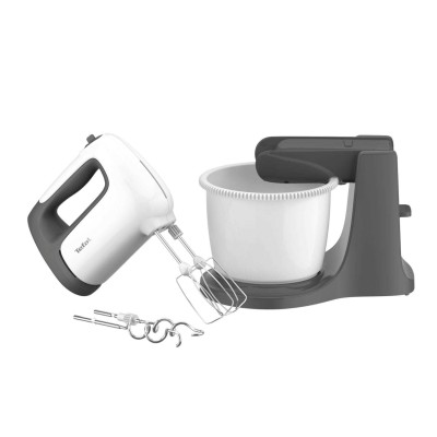 Міксер Tefal стаціонарний  Prep'Mix+ Standbowl 500Вт, насадки-4, чаша-пластик, 2.5л, турборежим, біло-сірий (HT464138)