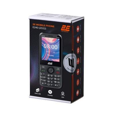 Мобільний телефон 2E E240 2022 2.4" 2SIM, 1000мА•год, Black