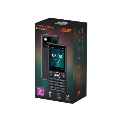 Мобільний телефон 2E E240 2023 2.4" 2SIM, 2500мА•год, Black