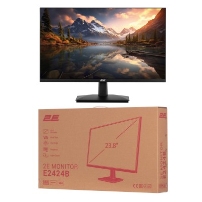 Монітор 2E 23.8" E2424B D-Sub, HDMI, VA, 100Hz, FreeSync Монітор 2E 23.8" E2424B D-Sub, HDMI, VA, 100Hz, FreeSync