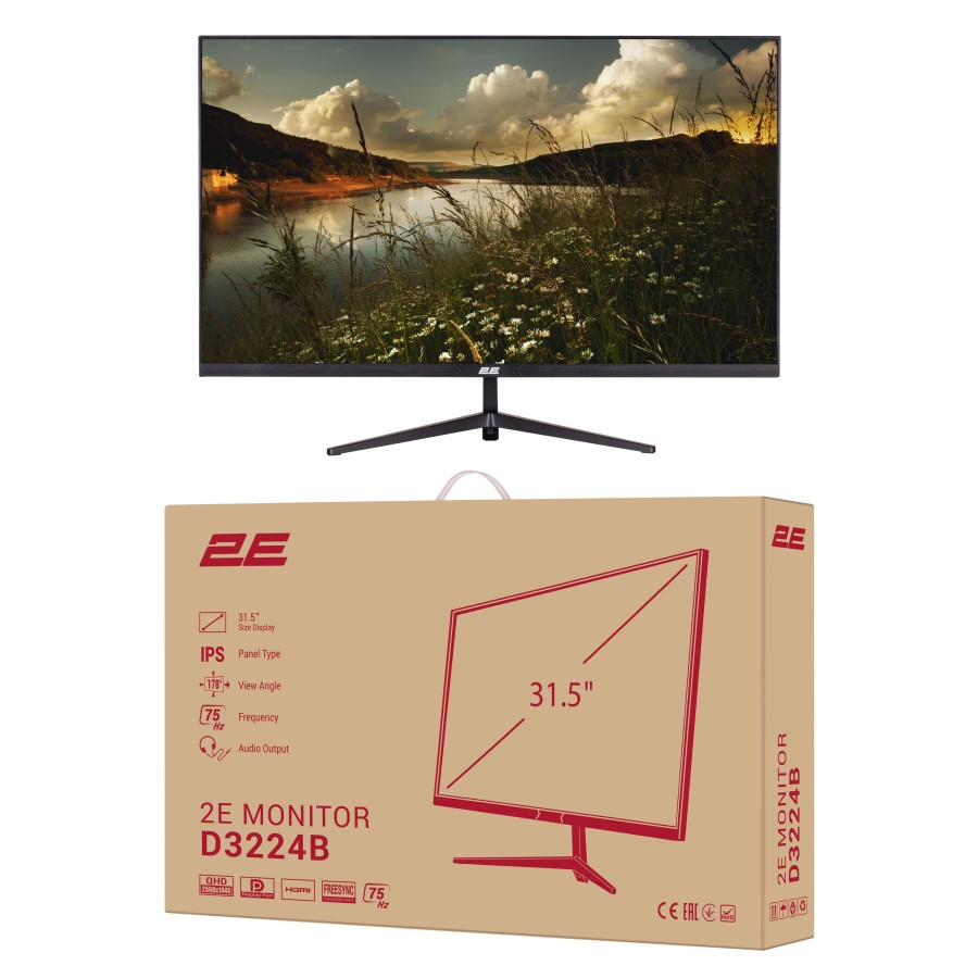 Монітор 2E 31.5" D3224B 2xHDMI, DP, IPS, 2560x1440, 75Hz, 5ms, FreeSync Монітор 2E 31.5" D3224B 2xHDMI, DP, IPS, 2560x1440, 75Hz, 5ms, FreeSync