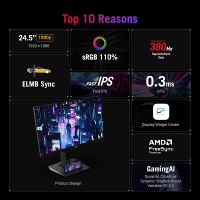 Монітор Asus 24.5" ROG Strix XG259QNS 2xHDMI, DP, 2xUSB, Audio, IPS, 380Hz, 0.3ms, sRGB 110%, AdaptiveSync, Pivot, HDR400 Монітор Asus 24.5" ROG Strix XG259QNS 2xHDMI, DP, 2xUSB, Audio, IPS, 380Hz, 0.3ms, sRGB 110%, AdaptiveSync, Pivot, HDR400