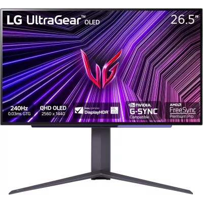 Монітор LG 27" 27GS95QE-B 2xHDMI, DP, USB, Audio, OLED, 2560x1440, 240Hz, 0.03ms, DCI-P3 98.5%, G-SYNC, FreeSync, AdaptiveSync, 
