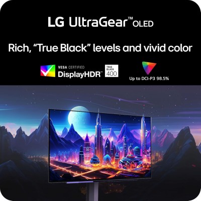 Монітор LG 27" 27GS95QE-B 2xHDMI, DP, USB, Audio, OLED, 2560x1440, 240Hz, 0.03ms, DCI-P3 98.5%, G-SYNC, FreeSync, AdaptiveSync, 
