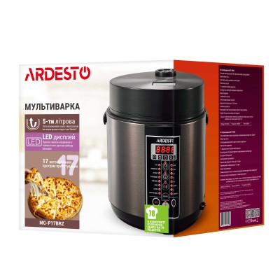 Мультиварка Ardesto, 860Вт, чаша-5л, електронне керув., метал/пластик, бронзовий (MC-P17BRZ)